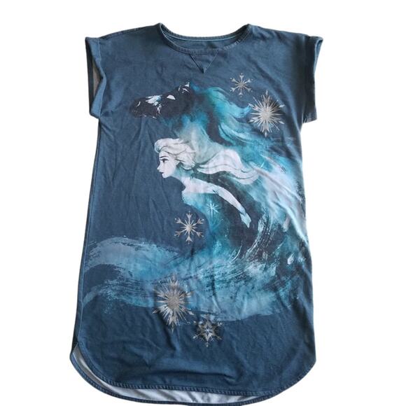 Frozen 2 Elsa Disney short sleeve nightgown sz XS / S teal blue - Picture 1 of 6